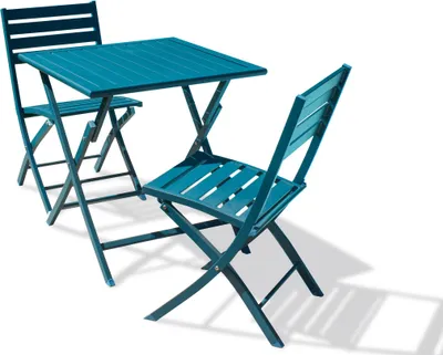 Image de Ensemble repas de jardin 2 carré places en aluminium