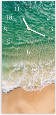 Produktbild von Wanduhr aus Glas mit Motiv Meereswellen- 30 x 60 cm - inkl. Aufhängesystem