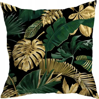 Produktbild von Dekorativer Kissenbezug 40x40, Kopfkissenbezug, goldene Blätter, gemustert