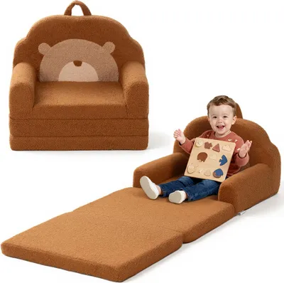 Zdjęcie produktu dla Caveen 2w1 Sofa dla dzieci Składana sofa do zabawy Kanapa dla niemowląt z motywem niedźwiadka, składany fotel dla dzieci Sofa do zabawy dla chłopców i dziewczynek 120×50 cm