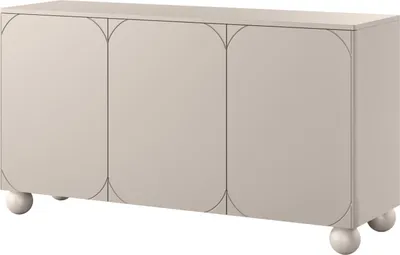 Zdjęcie produktu dla Komoda do salonu trzydrzwiowa Sonatia II na nogach kulach 150 cm - kaszmir