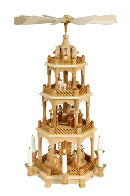 Obrázek produktu pro Pyramidový betlém s anděly přírodní ŠxVxH 29x58x29cm NOVINKA