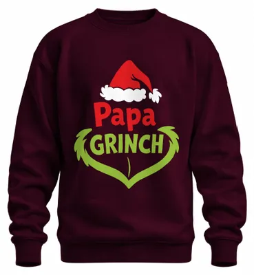Imagen del producto de Papa Grinch, Navidad, divertido, regalo de Navidad para papá, regalo uni, sudadera, color burdeos, talla S