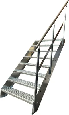 Zdjęcie produktu dla Kratownica stalowa podłużnica schody 8 stopni poręcz prawa - ocynkowana - (szer. x wys. x gł.) 140 x 152 x 158 cm