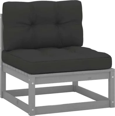 Image de The Living Store Canapé central de jardin avec coussin Anthracite Gris Pin massif
