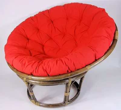 Produktbild von Rattan Papasansessel,Papasan Durchmesser 110 cm, Fb. Dunkelbraun, Polster Uni Living 201 hell rot