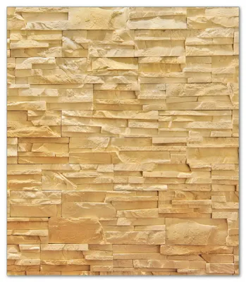 Produktbild von Wallario Herdabdeckplatte aus Glas, Größe 52 x 60 cm 1-teilig, Motiv Steinwand gelb-orange