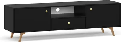 Produktbild von Albello TV-Lowboard SELLY Mediaschrank, TV-Schrank für das Wohnzimmer, Stilvoll RTV-Schrank vom Hersteller, Schwarz 160x47,5x41 cm