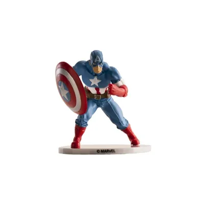 Zdjęcie produktu dla Figurka do dekoracji tortu Kapitan Ameryka z Avengers, 8,5 cm, figurka na tort urodzinowy