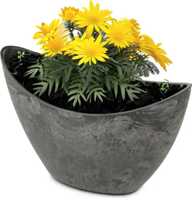 Immagine prodotto di Fioriera ovale alta 20 cm per esterni Ciotola decorativa nera