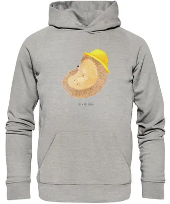 Produktbild von Mr. & Mrs. Panda Kuschelhoodie Igel Beten Größe XL - Heather Grey - Geschenk, Gott, Lustige Sprüche, Pullover, Pulli, Kapuzenpullover, Genießen, Sweatshirt, Dankbarkeit