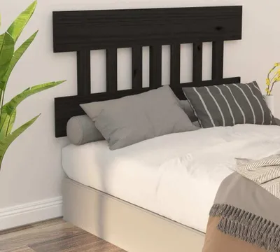 Produktbild von vidaXL Kopfteil Schwarz 183,5x3x81 cm Massivholz Kiefer - Kopfteil - Kopfteile - Bettkopfteil - Holzkopfteil