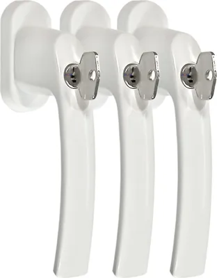 Produktbild von Fenstergriff Set FG 7 Weiss abschließbar 3 Stück Rasterolive Fensterbeschlag Fenstergriffe
