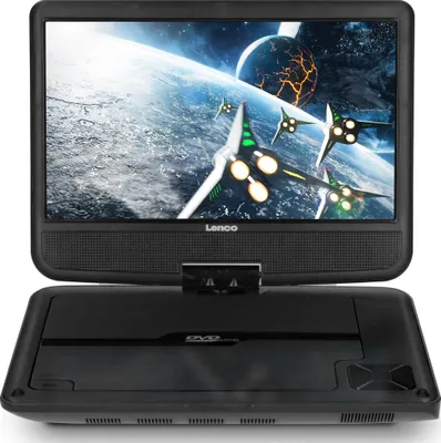 Produktbild von Lenco DVP-901BK - 9 Zoll tragbarer DVD-Spieler mit Kopfstützenbefestigung - integrierter Akku - USB-Eingang - Schwarz
