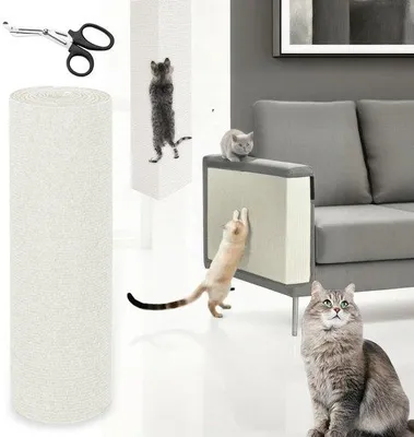 Immagine prodotto di Tappetino Krabmat 300 cm x 40 cm, autoadesivo, bianco, per gatti