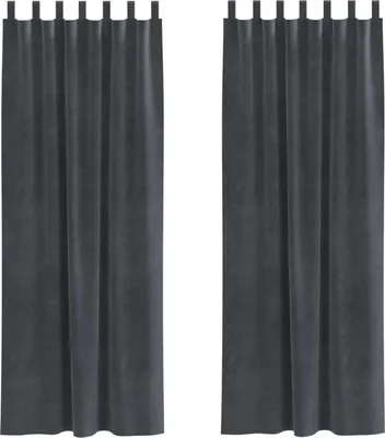 Produktbild von vidaXL Verdunkelungsvorhänge 2 pcs Hellgrau 140 x 245 cm Samt