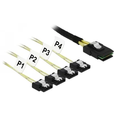 Produktbild von Kabel Mini SAS SFF-8087 > 4 x SATA 7 Pin  1 m Metall Delock