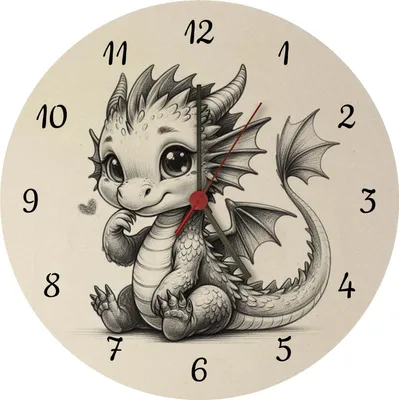 Produktbild von niedlicher Babydrache Wanduhr aus MDF