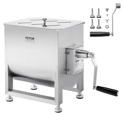 Zdjęcie produktu dla Ręczny mikser do mięsa VEVOR 30-litrowa maszynka do mięsa (do 27,2 kg mięsa), mikser do kiełbas z przekładnią redukcyjną, ręczny mikser do mięsa mielonego