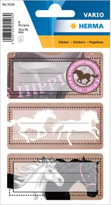 Image de Étiquettes scolaires HERMA VARIO « Chevaux scintillants » 76 x 35 mm