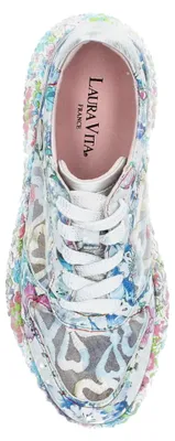 Produktbild von Laura Vita Damen Sneaker Mustermix Plateau Metallic NIKITO 52, Größe:41 EU, Farbe:Blau