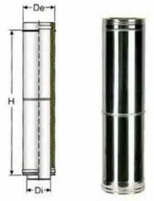 Produktbild von Edelstahl, doppelwandig, Teleskopelement, Durchmesser 200 mm