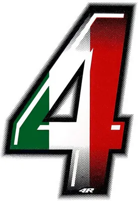 Obrázek produktu pro Nálepka s číslem závodu pro motocykl "4" Slim tricolour 100 mm