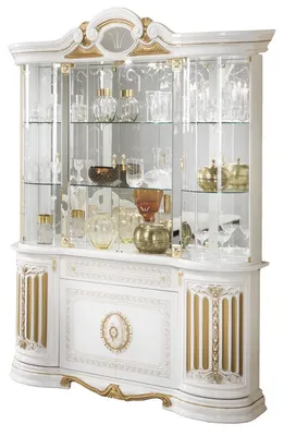 Produktbild von Barock Vitrine Bella 8-Türig in Weiß/Gold Hochglanz