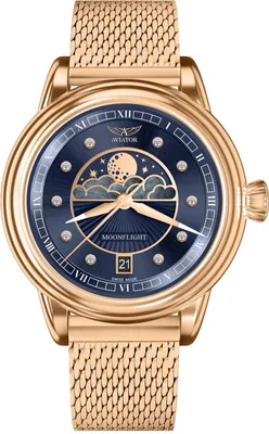 Produktbild von Aviator Damenuhr Aviator Douglas Moonflight Blue Diamonds Limited Edition Ladies' Aviator-V.1.33.2.380.5