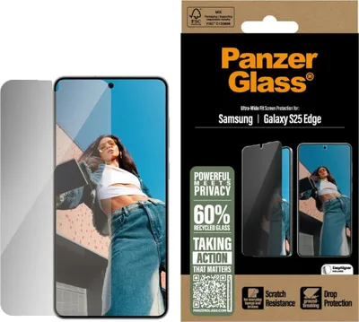 Zdjęcie produktu dla PanzerGlass ® Privacy Screen Protector Samsung S25 Edge | Ultra-Wide Fit