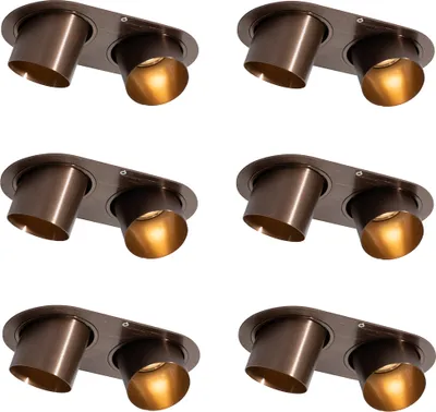Produktbild von QAZQA - Modern Set mit 6 Einbaustrahlern Dunkelbronze GU10 50mm 2-Licht - Installa I Wohnzimmer I Schlafzimmer - Metall Oval I Rund - LED geeignet GU10