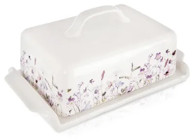Obrázok produktu pre Porcelánové maslovozó LOUKA - Biele kvety - Viacfarebné