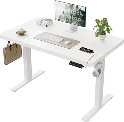 Produktbild von Höhenverstellbarer Schreibtisch mit 2 Motoren, 120 kg Tragkraft | 25 mm nahtlose Tischplatte, Schreibtisch elektrisch 120 x 60 cm, 4 Speicherplätze, Stehschreibtisch für Homeoffice, Weiß