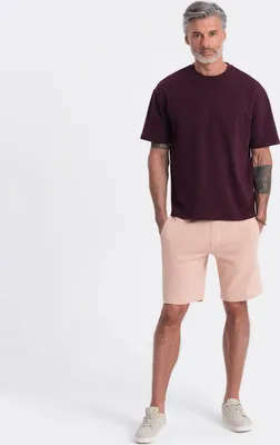 Zdjęcie produktu dla Ombre Clothing Męskie lniane szorty Ituaso pudrowy róż S