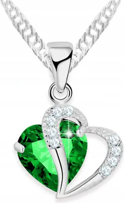 Immagine prodotto di Collana in argento con cuore in cristallo verde con zirconi ARGENTO 925