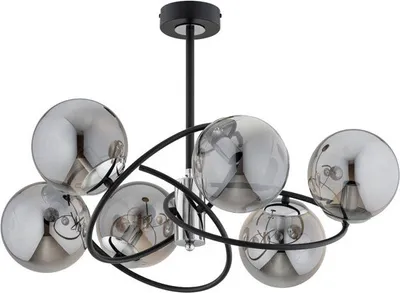 Zdjęcie produktu dla Żyrandol WIROMAT czarny-chromowany 6xE14x10W metal wym:40x66x66cm IP20 Alfa