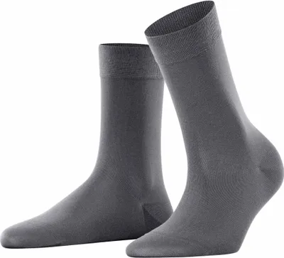 Produktbild von FALKE Damen Socken - Baumwolle Touch, Baumwolle, Bündchen, Logo, einfarbig, lang Grau 39-42