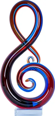 Produktbild von Designer Skulptur H35cm Glasskulptur Notenschlüssel Blau Rot Deko Glas Geschenk