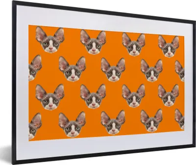 Produktbild von MuchoWow® MuchoWow® Gerahmtes Poster Tier - Orange - Muster 60x40 cm - Poster mit zchwarzem Bilderrahmen - Schlafzimmer - Plakat in Rahmen - Drucken