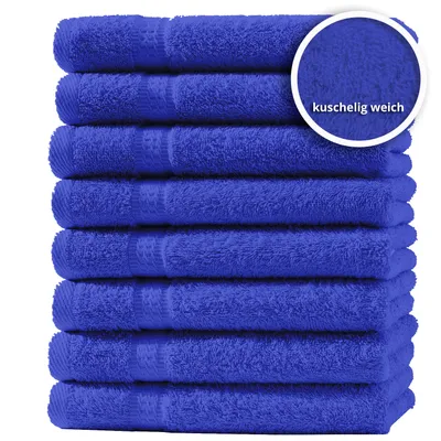 Produktbild von 8er Set Gästetücher Handtücher Duschtücher Badetücher Frottee 100% Baumwolle, Farbe:Royal / Blau, Produktart:Gästetücher 30x50 cm