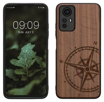 Produktbild von kwmobile Handyhülle für Xiaomi Redmi Note 12S Hülle Holz - Case mit TPU Bumper - Stoßfestes Hardcase - Schutzhülle Cover in Dunkelbraun