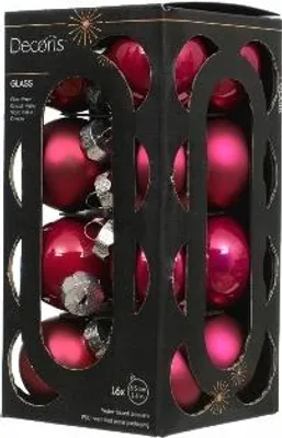 Produktbild von Set aus 16 Christbaumkugeln aus Glas 3,5 cm rosa fuchsia
