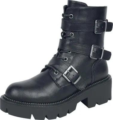 Produktbild von Black Premium by EMP Damen schwarze Boots mit Reißverschluss und Schnürung EU38