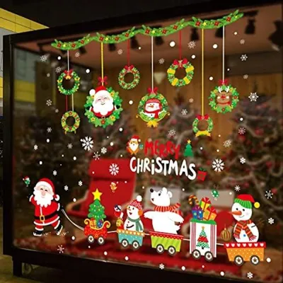 Produktbild von PromoHome® Weihnachtsaufkleber Set – 4 Bögen doppelseitige Weihnachtssticker mit Schneeflocken, Schneemännern und Weihnachtsmann für