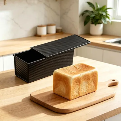 Produktbild von Brotbackform mit Antihaftbeschichtung und gewellter Oberfläche zum einfachen Lösen für hausgemachtes Sandwichbrot
