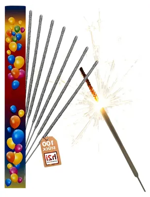 Produktbild von Wunderkerzen | 100 Stück | 40 cm | Brenndauer ca. 90 Sek | Geburtstagskerzen Sprühkerze Spritzkerze Sternenspritzer und Funkenzauber für Party Hochzeit Silvester Geburtstag