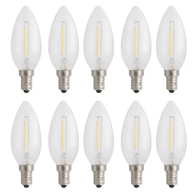 Produktbild von 2700K Warmweiß, 10 Stück LED Filament Lampe Kerze C35 1W E14 Retro Leuchtmittel