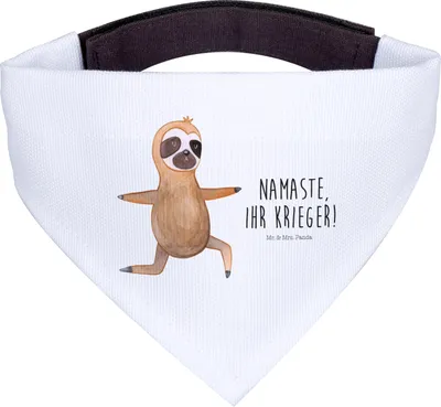 Produktbild von Mr. & Mrs. Panda Hunde Halstuch Faultier Yoga - Weiß - Geschenk, Namaste, Bandana, Hund, Hundetuch, Dreieckstuch, Faultiere