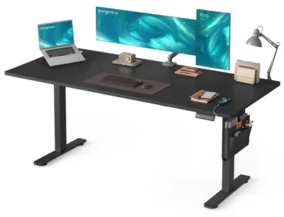 Produktbild von Höhenverstellbarer Schreibtisch - LSD138 - Elektrisch - 180 x 80 cm - Memory-Funktion - USB‑C‑Anschluss - Rechteckig - Schwarz