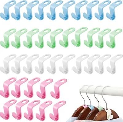 Produktbild von Verbindungsösen für Kleiderbügel – Set mit 40 Stück – Platzsparend – Kleiderbügelhaken aus Kunststoff
